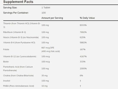 Витамин Б100 Комплекс х 100 таблетки с удължено освобождаване Now Foods | Vitamin B-100