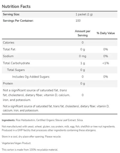 Стевия х 100 пакетчета Now Foods | Stevia