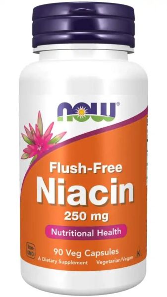 Ниацин (Витамин Б3) Недразнеща Форма 250 мг х 90 капсули Now Foods | Flush-Free Niacin