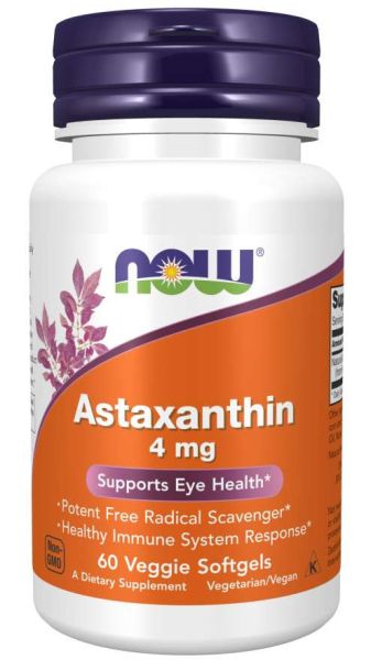 Астаксантин 4 мг х 60 меки капсули Now Foods | Astaxanthin