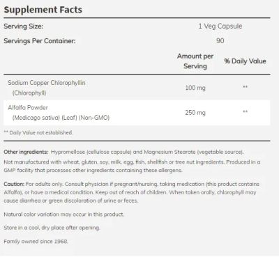 Хлорофил 100 мг х 90 капсули Now Foods | Chlorophyll