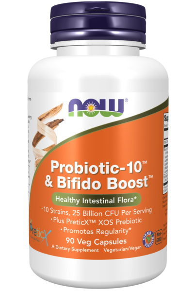 Пробиотик-10™ 25 милиарда  + Бифидо Бууст х 90 капсули Now Foods | Probiotic-10 + Bifido Boost