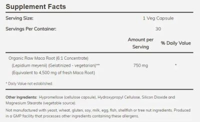 Мака екстракт 750 мг х 30 капсули Now Foods | Maca Concentrate 6:1