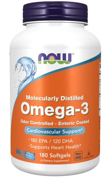 Омега 3 Рибено Масло без аромат х 180 меки капсули Now Foods | Omega-3 Fish Oil