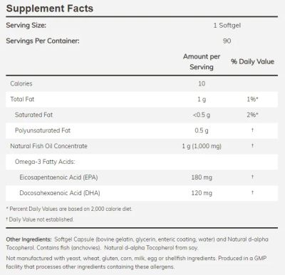 Омега 3 Рибено Масло без аромат х 180 меки капсули Now Foods | Omega-3 Fish Oil