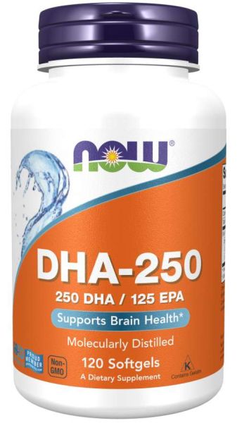 Омега 3 Рибено Масло DHA 250 мг х 120 меки капсули Now Foods | Omega-3 DHA