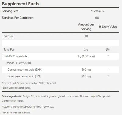 Омега 3 Рибено Масло DHA 250 мг х 120 меки капсули Now Foods | Omega-3 DHA