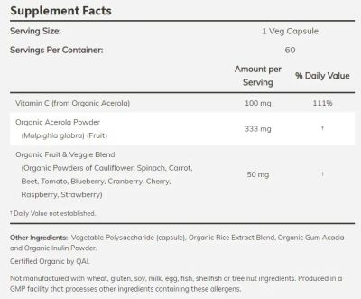 ТРУ-Ц Био Ацерола екстракт х 60 капсули Now Foods |Tru-C Acerola