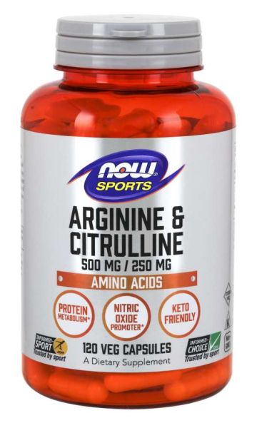 Аргинин и Цитрулин 500/250 мг х 120 капсули Now Foods Sports | Arginine + Citrulline