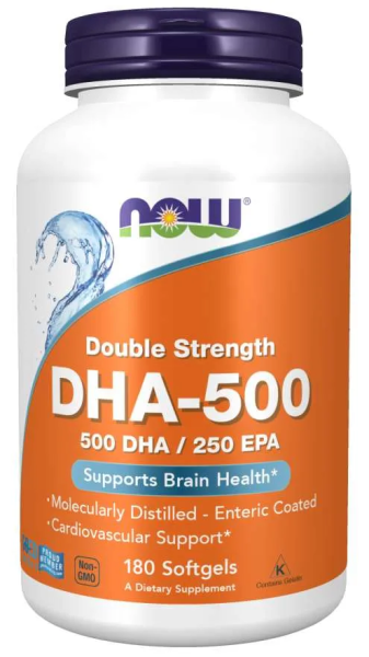 Омега 3 Рибено Масло DHA 500 мг х 180 меки капсули Now Foods | Omega-3 DHA