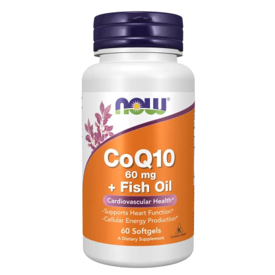 Коензим Q10 60 мг + Омега 3 х 60 меки капсули Now Foods | Coenzyme Q10 + Omega