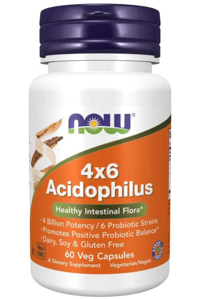 Пробиотик Ацидофилус 4х6 х 60 капсули Now Foods | Acidophilus 4X6