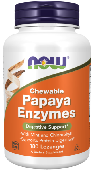 Папая ензими х 180 дъвчащи таблетки Now Foods | Papaya Enzymes