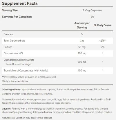 Глюкозамин и Хондроитин + Минерали х 120 капсули Now Foods | Glucosamine, Chondroitin + Trace Mineralis