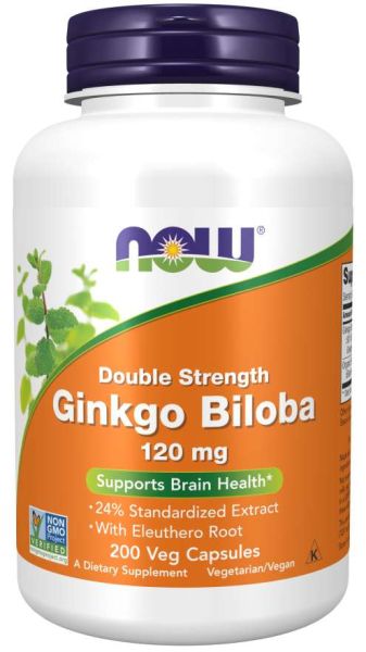 Гинко Билоба екстракт 120 мг х 200 капсули Now Foods | Ginkgo Biloba