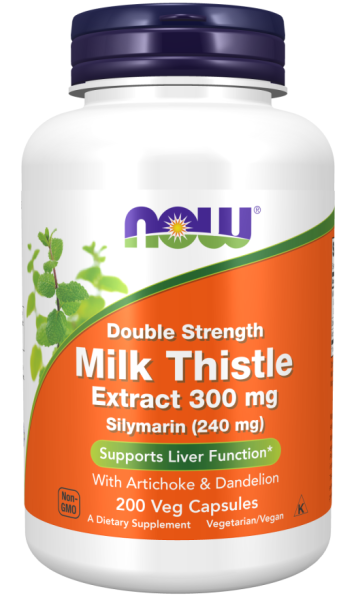 Бял трън (Магарешки, млечен бодил) екстракт 300 мг х 200 капсули Now Foods | Milk Thistle