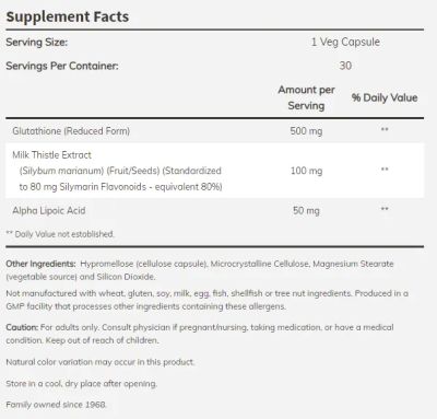 Л-Глутатион 500 мг х 30 капсули Now Foods | Glutathione