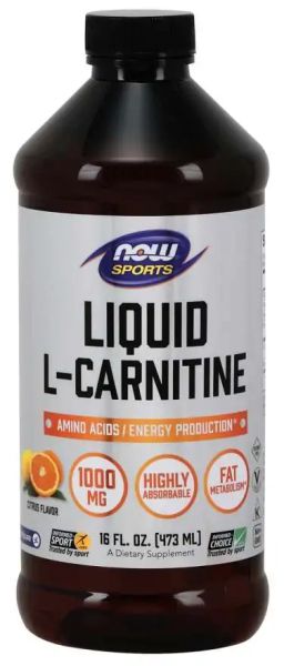 Л-Карнитин течен 1000 мг с вкус на цитруси х 465 мл Now Foods | L-Carnitine Liquid