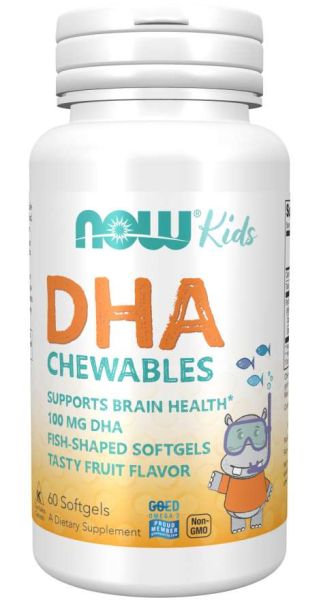 Омега 3 DHA за деца 100 мг х 60 дъвчащи дражета Now Foods | Kids DHA Chewables