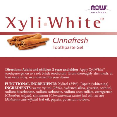 КСИЛИУАЙТ Паста за зъби Канела х 181 гр Now Foods | Xyliwhite