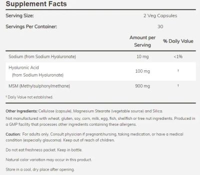 Хиалуронова киселина 50 мг + МСМ х 120 капсули Now Foods | Hyaluronic Acid + MSM