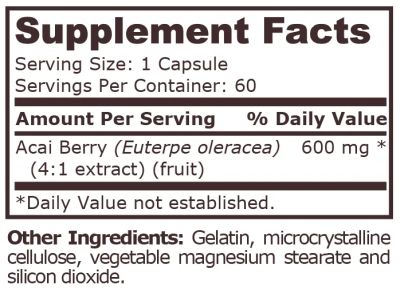 Акай бери 600 мг х 60 капсули Pure Nutrition | Acai berry