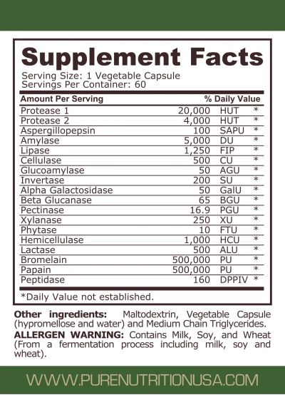 Храносмилателни Ензими х 60 капсули Pure Nutrition | Digest Matrix