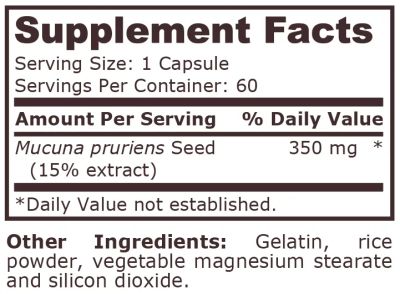 Мукуна пруриенс 350 мг х 60 капсули Pure Nutrition | Mucuna pruriens