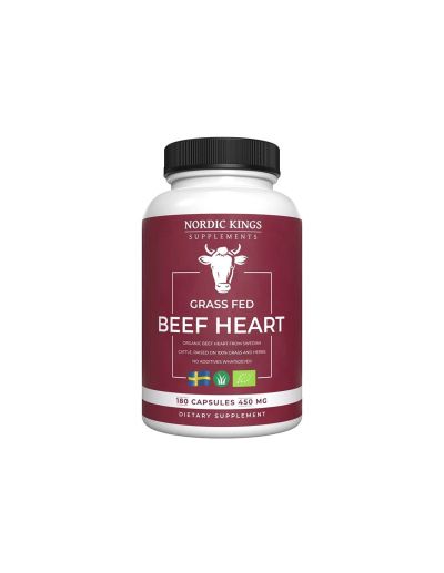 Телешко сърце БИО 500 мг х 180 капсули Nordic Kings | Beef Heart grass fed