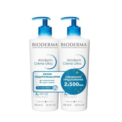 Биодерма АТОДЕРМ Крем Ултра за лице и тяло 500 + 500 мл ПРОМО | Bioderma Atoderm