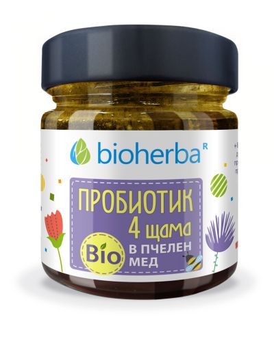 Пчелен мед БИО + Пробиотик 4 щама х 280 гр БИОХЕРБА | ORGANIC BEE HONEY BIOHERBA