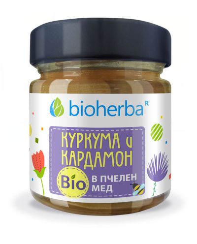 Пчелен мед БИО + Куркума и Кардамон х 280 гр БИОХЕРБА | ORGANIC BEE HONEY BIOHERBA