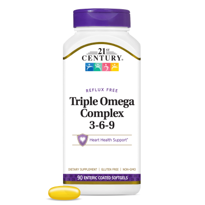 21st Century Омега 3-6-9 Комплекс х 90 капсули | Triple Omega Complex Reflux Free