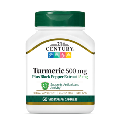 21st Century Куркума 500 мг + черен пипер ( Биоперин ) х 60 капсули | Turmeric + Black Pepper