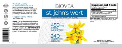 Жилт кантарион екстракт 450 мг х 240 капсули Biovea | St. John`s Wort
