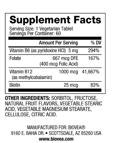 Витамин Б12 1000 мкг х 100 таблетки Biovea | Vitamin B12