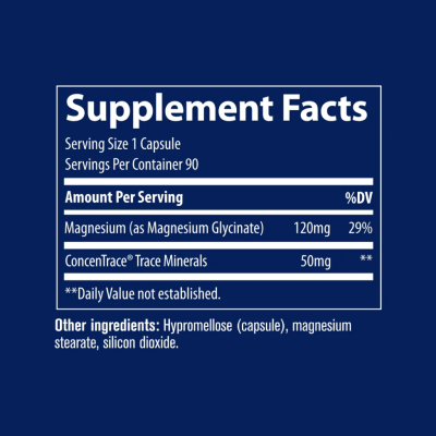 Магнезий глицинат хелат 120 мг х 90 капсули Trace Minerals | Magnesium Glycinate