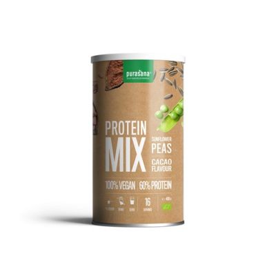 Веган протеин БИО МИКС ( грахов и слънчогледов ) х 400 гр с вкус на какао PURASANA