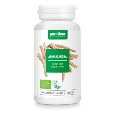АШВАГАНДА Био екстракт 400 мг х 60 капсули PURASANA | Ashwagandha Organic