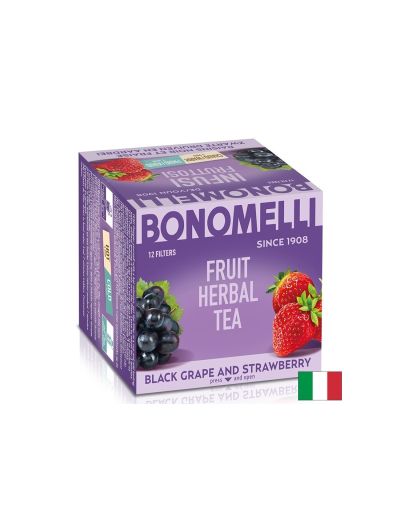 Плодов чай с хибискус, черно грозде и ягода х 12 пакетчета BONOMELLI | Black Grape & Strawberry tea