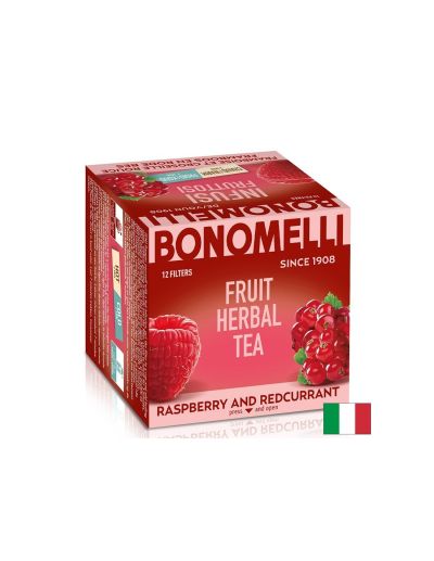 Плодов чай с хибискус, малини и червено френско грозде х 12 пакетчета Bonomelli | Raspberry & Red currant tea