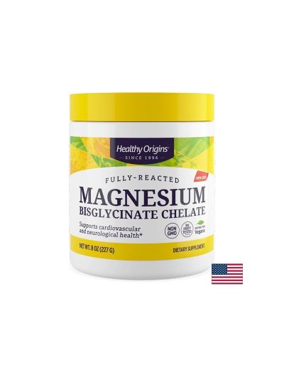 Магнезий бисглицинат хелат 200 мг на прах х 227 гр Healthy Origins | Magnesium bisglycinate Powder