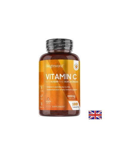 Витамин Ц 1000 мг + Шипка и биофлавоноиди х 180 таблетки Weight World | Vitamin C, Rose Hip & Flavonoids