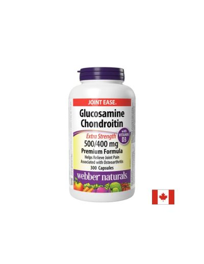 Глюкозамин 1500 мг + Хондроитин 1200 мг + Витамин Д3 1000 IU х 300 капсули Webber Naturals