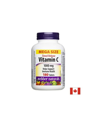 Витамин Ц с удължено освобождаване 1000 мг х 180 таблетки Webber Naturals | Vitamin C
