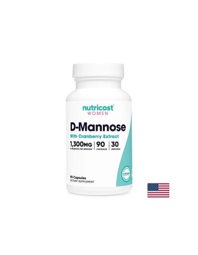 Д-маноза + Червена боровинка х 90 капсули Nutricost | D-Mannose & Cranberry