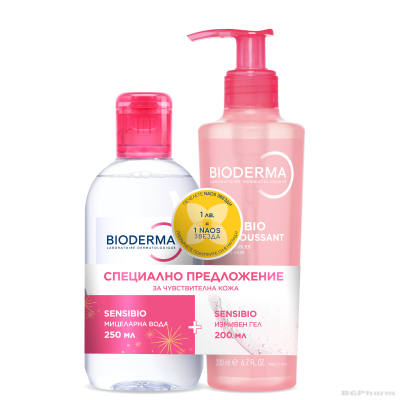 Биодерма СЕНСИБИО Гел мусан 200 мл + мицеларна вода 250 мл ПРОМО | Bioderma Sensibio