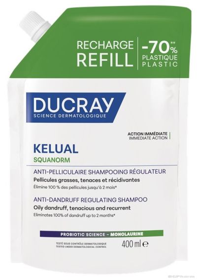 DUCRAY Kelual Squanorm шампоан при мазен пърхот ПЪЛНИТЕЛ 400 мл | Pierre Fabre