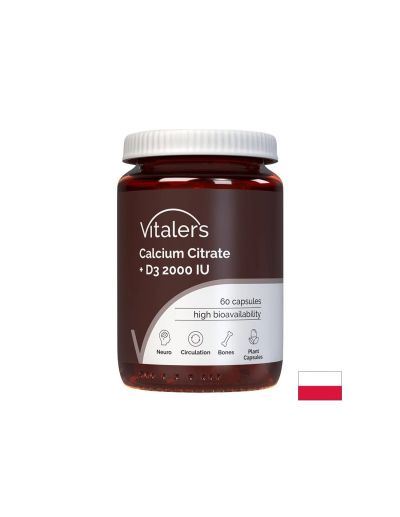 Калций цитрат 120 мг + Витамин Д3 1000 IU х 60 капсули Vitaler's | Calcium Citrate & Vitamin D3