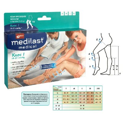 Чорап за разширени вени МЕДИЛАСТ 7/8, I компресия МЕДИКА | MEDICA 